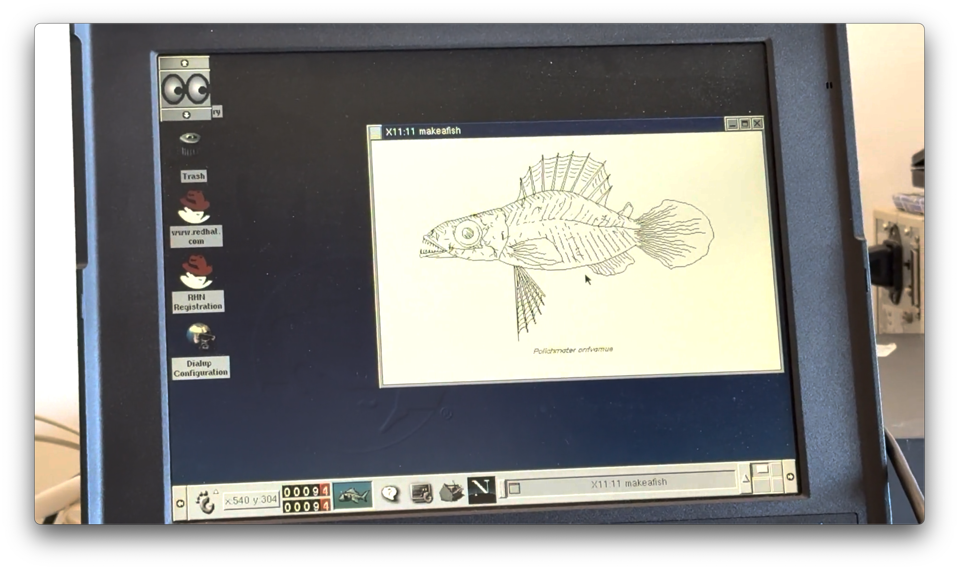 Makeafish displayed on a Thinkpad